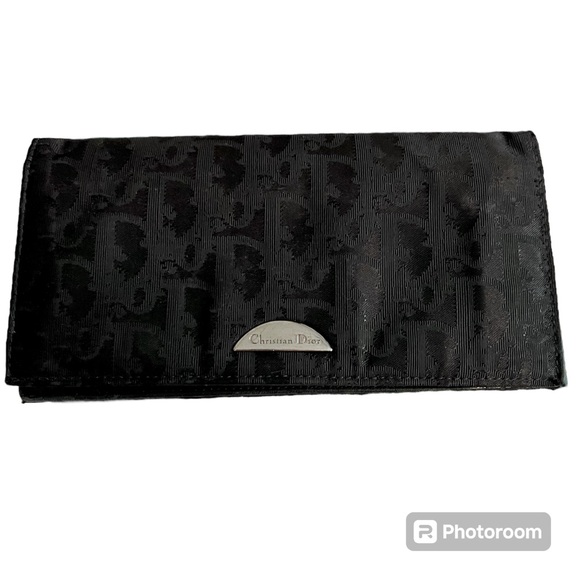 Christian Dior Trotter  Long Wallet Bifold Black Canvas Leather - Picture 1 of 12